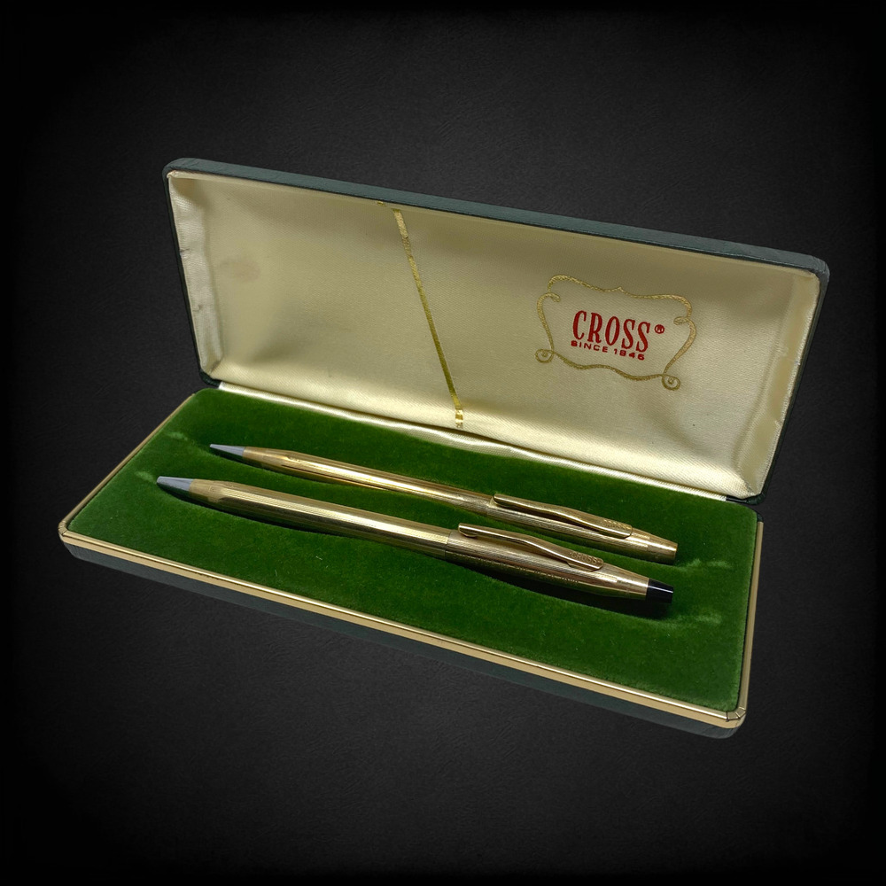 Cross Century 1/20 10K Gold-Filled Vintage Ballpoint Pen & Pencil Set With Case